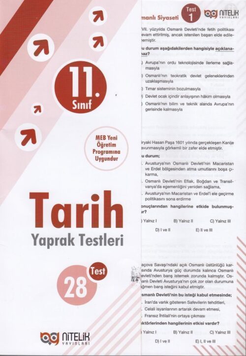 Nitelik Yayinlari 11. Sinif Tarih 28 Yaprak Test hazirlikkitap