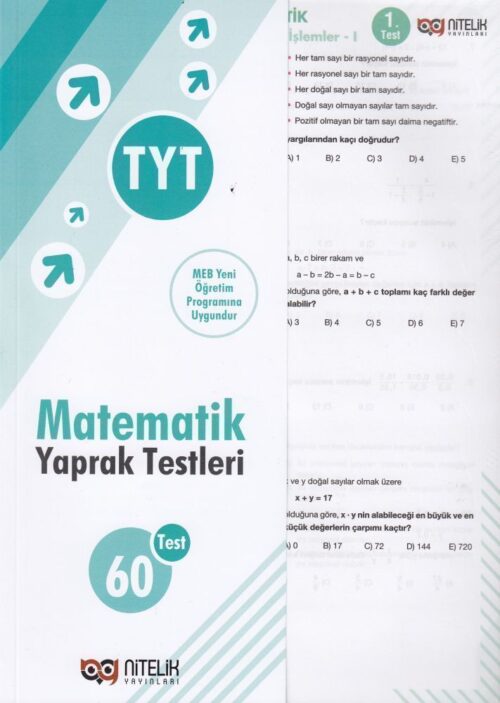 Nitelik Yayinlari TYT Matematik 60 Yaprak Test hazirlikkitap