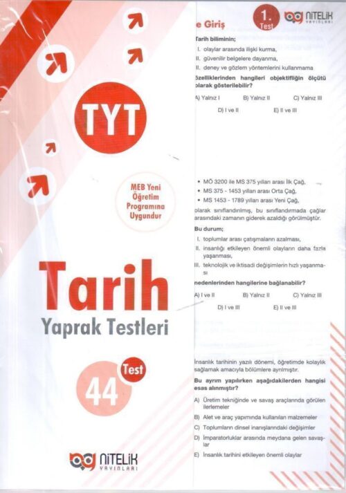 Nitelik Yayinlari TYT Tarih Yaprak Testleri hazirlikkitap