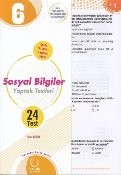 Palme Yayinlari 6. Sinif Sosyal Bilgiler Yaprak Test hazirlikkitap