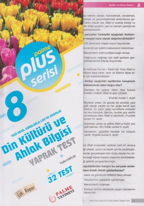 Palme Yayinlari 8. Sinif Din Kulturu ve Ahlak Bilgisi Plus Serisi Yaprak Test hazirlikkitap